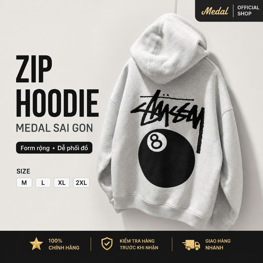 {TYPE 1l} Stussy Print Zip Fleece Jacket สีเทา - เสื้อฮู้ดซิปพิมพ์ลายหนา unisex สําหรับผู้ชายและผู้ห