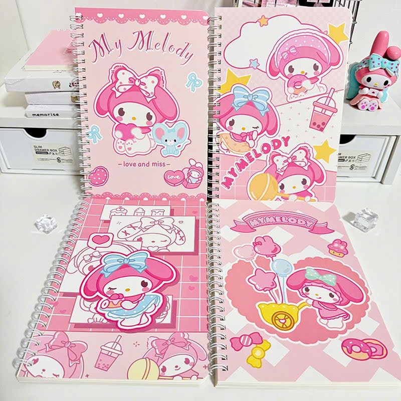 Combo 2 4 A5 Notebooks Lovely Sanrio Melody Hello Kitty Capybara Kuromi Kute รุ่น