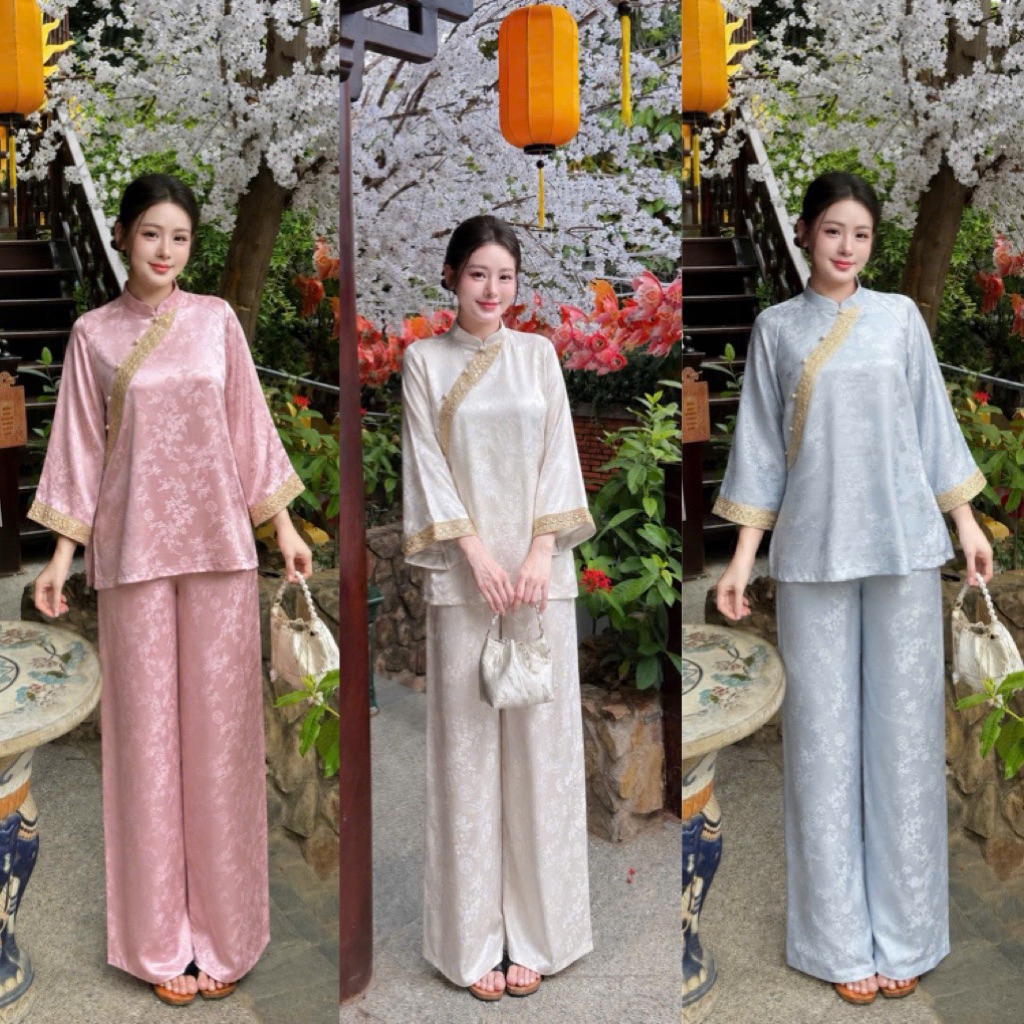 PPN87 เดรสฝรั่งเศสสุดสวยพร้อมไม้ไผ่แอปริคอทและแขนลูกไม้ 3 ส่วนสวยชั้น 1