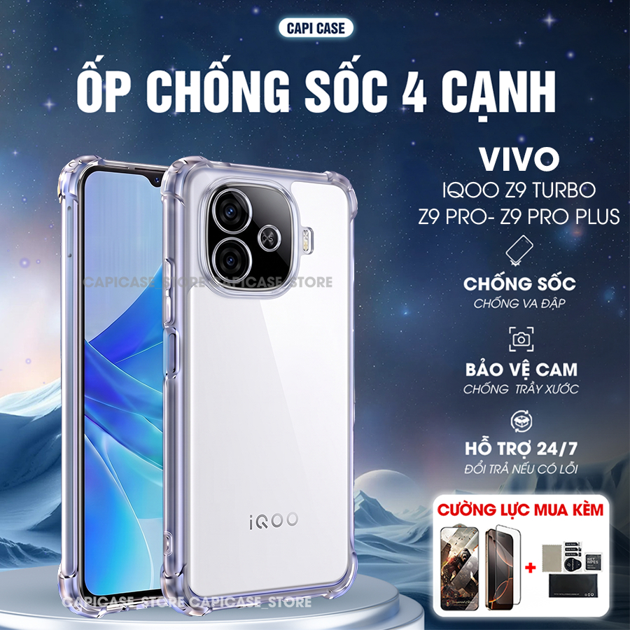Vivo IQOO Z9 Turbo / Z9 Turbo Pro / Z9 Turbo Pro Plus เคสนิ่มกันกระแทก 4 ด้าน ป้องกันกล้อง วัสดุซิลิ
