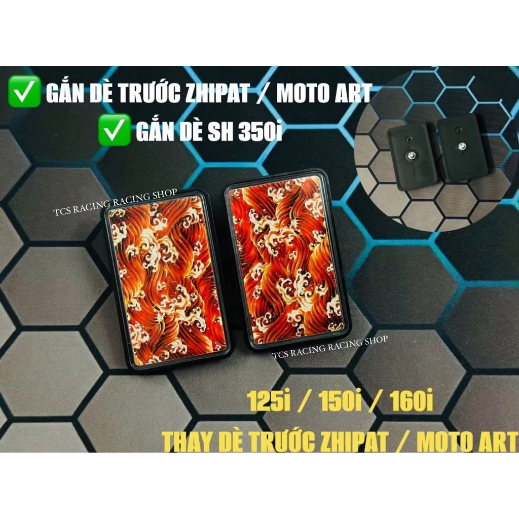 [ 1 PAIR ] ด้านหน้า CAT EYE สําหรับ SH SH 350i / เสื่อหน้า ZHIPAT MOTO ART CUSTOM 3D ORANGE WAVE MOU