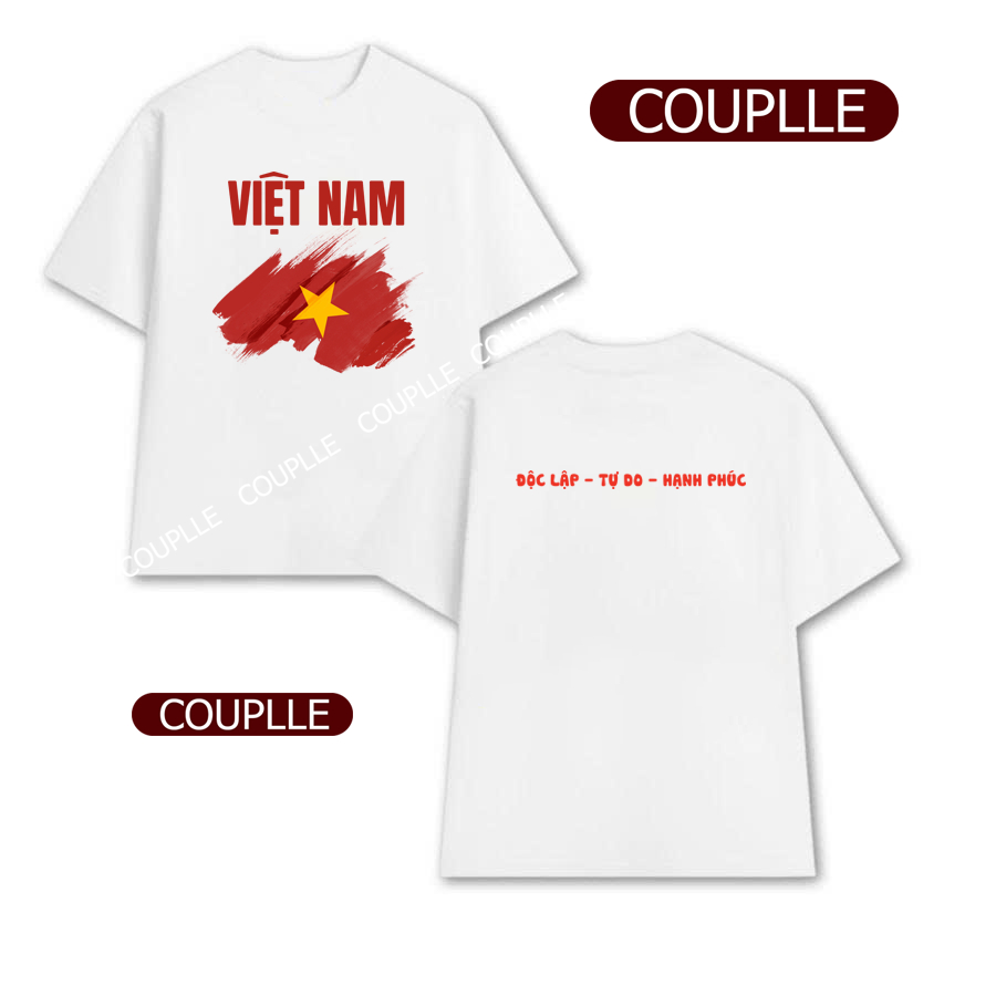 INDEPENDENCE FREEDOM HAPPINESS FLAG AND HAT เสื้อยืด Unisex ทุกขนาด Basic Vietnam