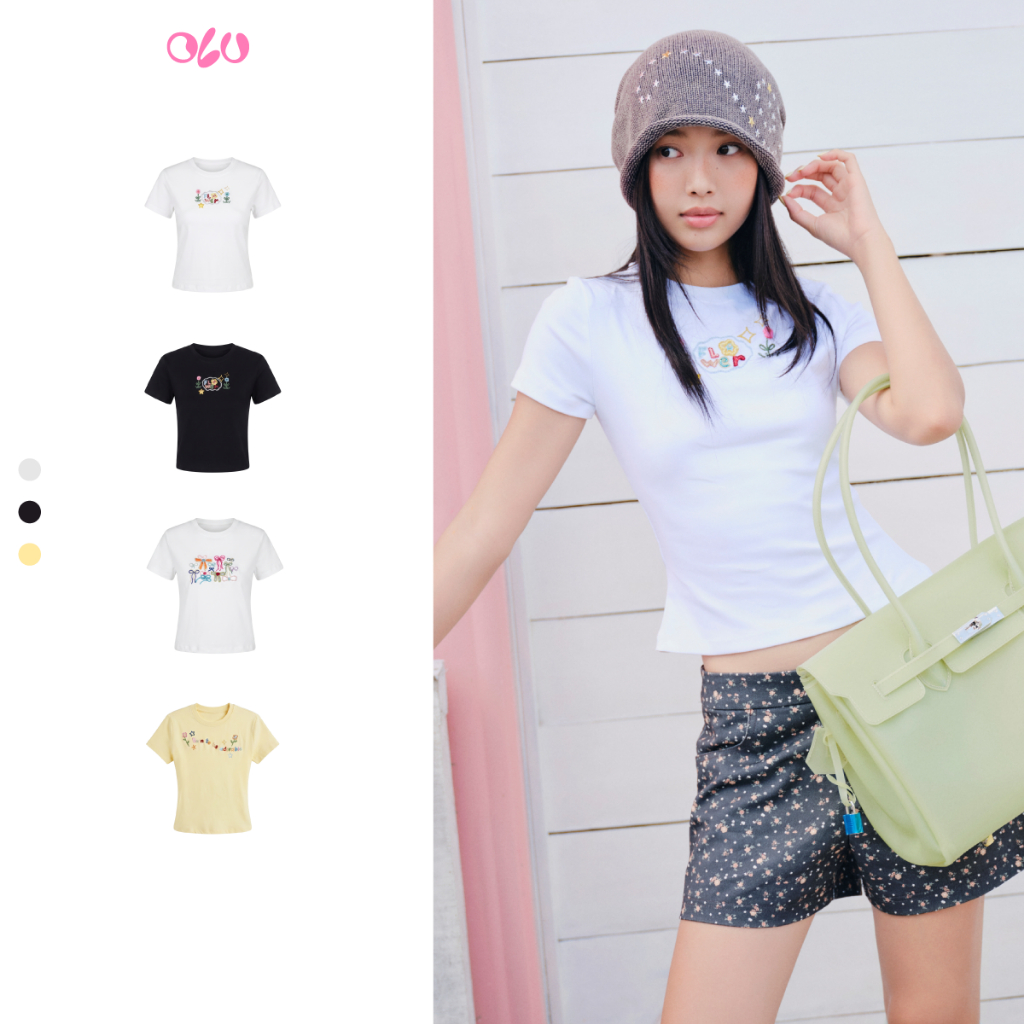 เสื้อยืด Cotton Babytee ปักลาย White Babytee เหมาะสําหรับออกนอกบ้านในฤดูร้อน