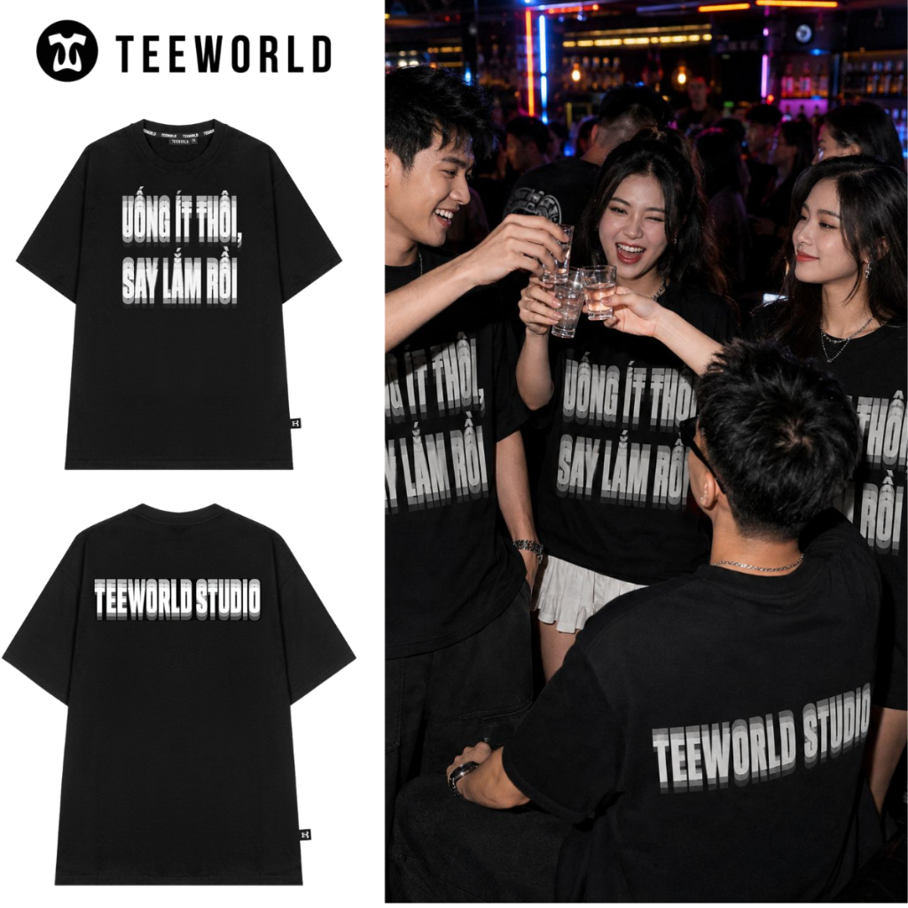 เสื้อยืด LocalBrand Teeworld DRINK LESS SOON Unisex ผู้ชายและผู้หญิง