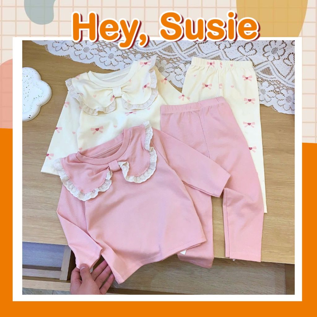 Hey Susie S031- Combo of 2 Lace Bow Collar Set for Girls Size 8-22kg