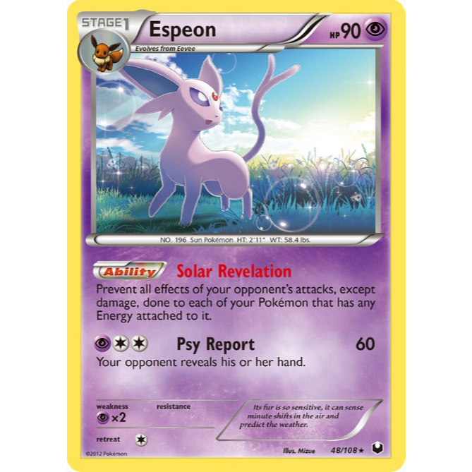 [การ์ดโปเกมอน TCG] Espeon - 48/108 - หายาก (MP)