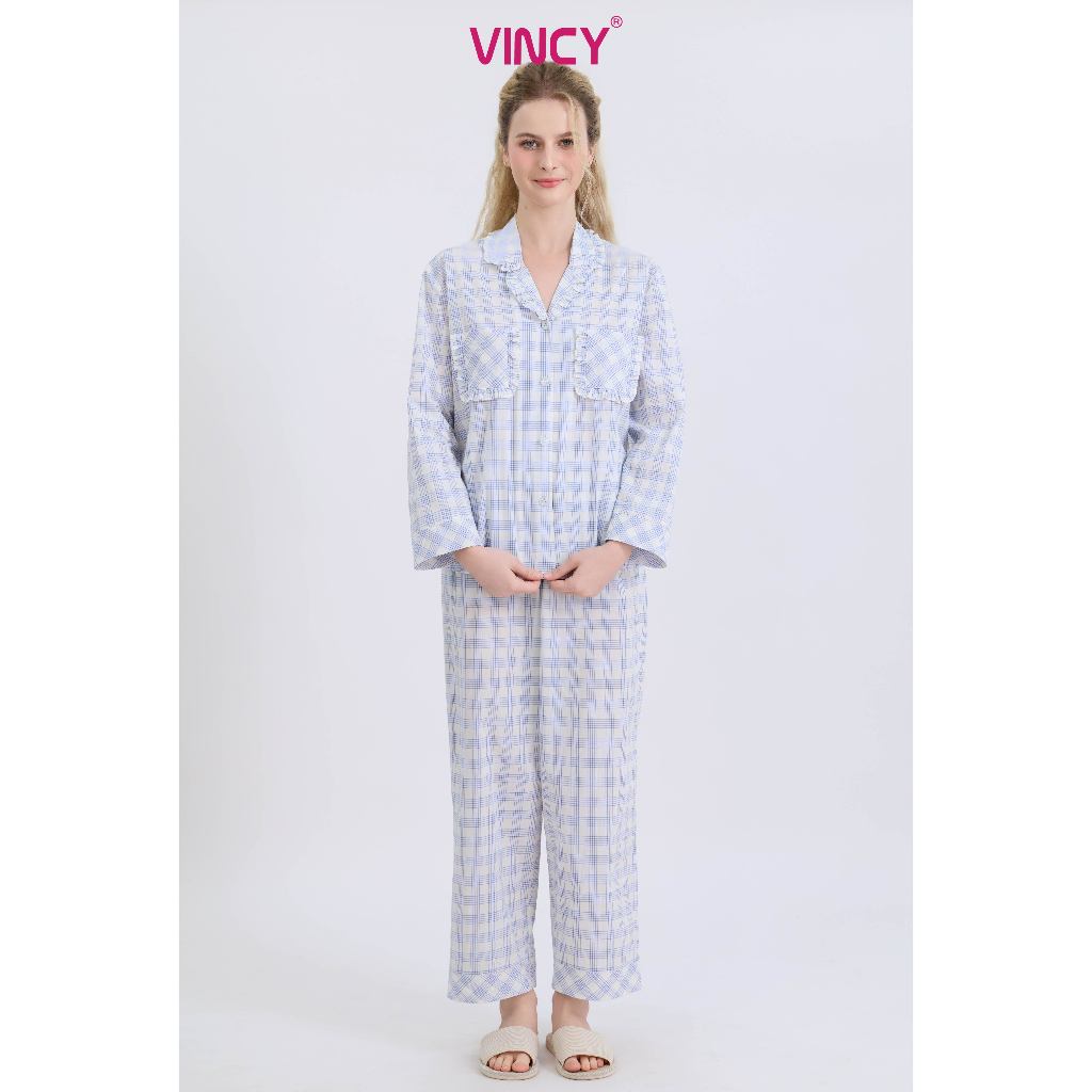 BKD13W5K01-KATE LONG SET WITH DELICATE PIJAMA NECK DESIGN GIVES BEAUTIFUL, YOUTHFUL AND CREATES ให้ค