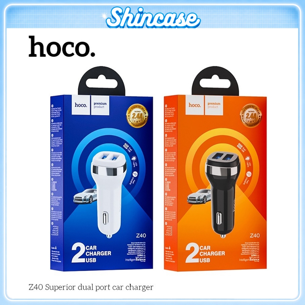 Hoco Z40 Fast Charger 2 พอร์ต USB 2.4A, ความจุสูงสุด 12W - ชาร์จเร็วที่ปลอดภัยและสะดวกสําหรับรถยนต์,