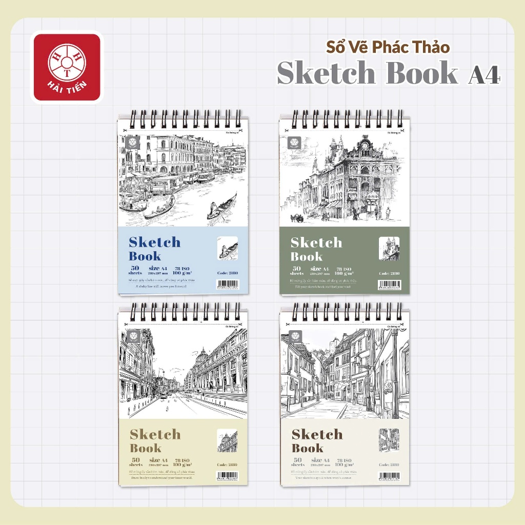 HAI TIEN Sketchbook A4 - กระดาษสีเหลืองหยาบ - ขนาด 100g/m2