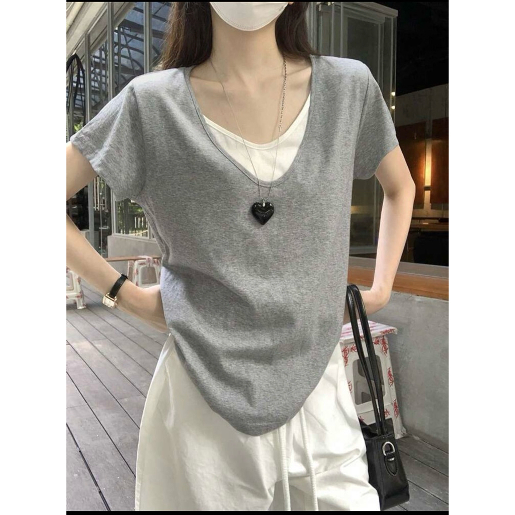 เสื้อคอเต่าขาวแขนสั้นไซส์ใหญ่ 40-120kg(k7)