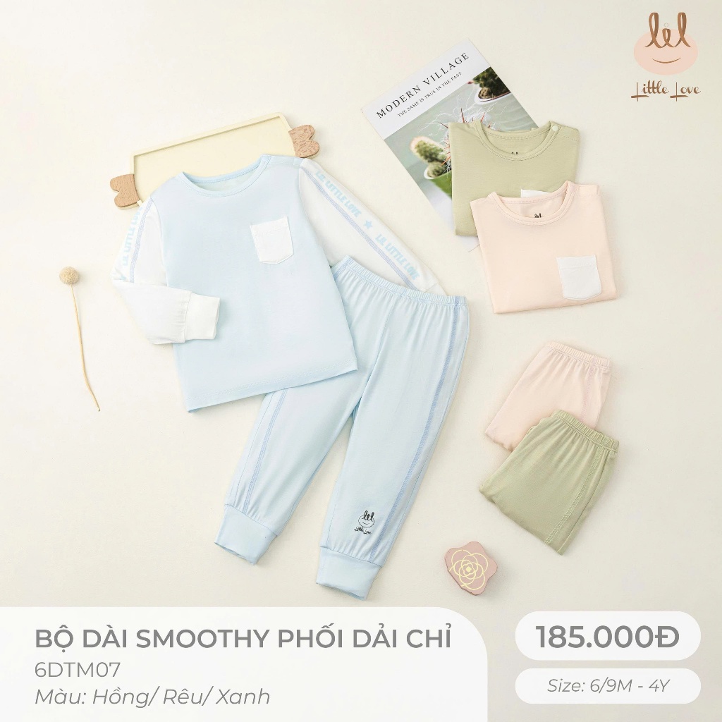 Lil Little Love ชุดแขนยาวใยไผ่ [นุ่มพิเศษ เย็นสบาย เรียบ ยืดและดูดซับเหงื่อได้ดี] ขนาด 6M - 4Y (6DTM
