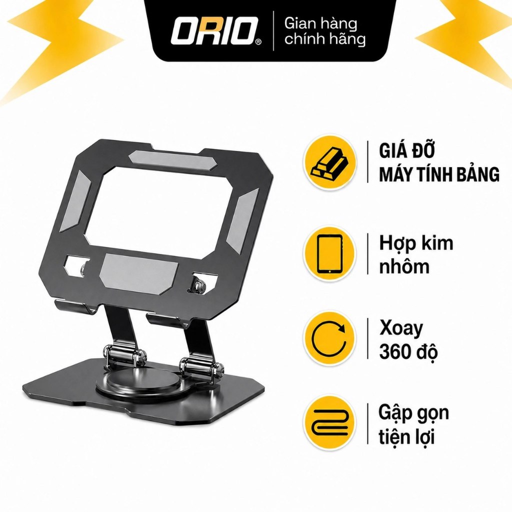 ขาตั้งแท็บเล็ต ORIO iPad Tab การกระจายความร้อนโลหะหมุนได้ 360 องศา พับสะดวก