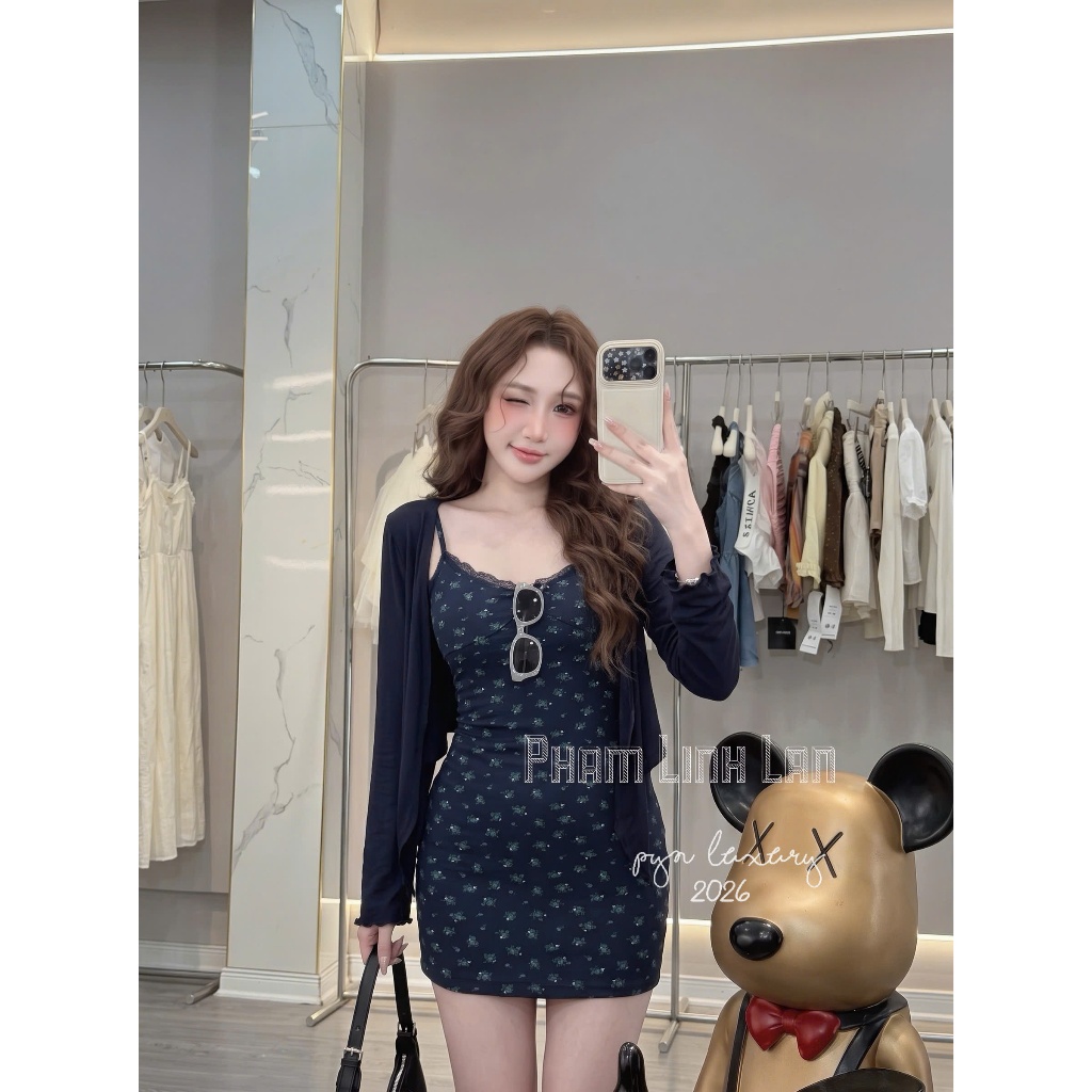 Cdg Y Jia Mix Floral Halter Dress Set