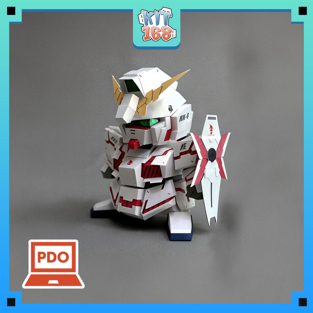 โมเดลกระดาษ เกมอนิเมะ หุ่นยนต์ Mini SD RX-0 Unicorn Gundam