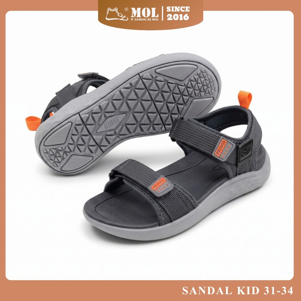 [ขนาด 31-34] รองเท้าแตะ Rova RV2615G Phylon Sole 2 Cross Straps Umbrella Fashion School for Men and 