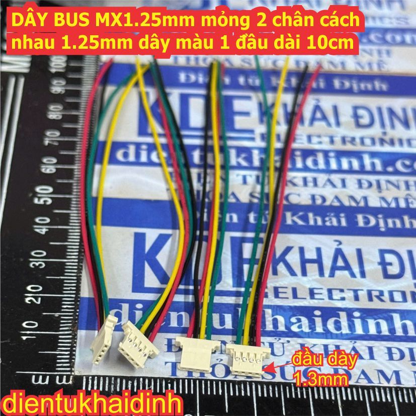 10 สาย BUS WIRE MX1.25mm JST 1.25 บาง 2 ขาที่แตกต่างกัน 1.25 มม.ลวดสี 1 ปลายยาว 10 ซม. 2P 3P 4P 5P 6