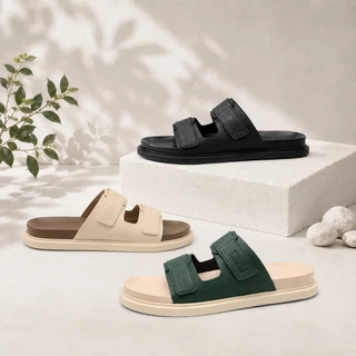 ELLIO Men's Microfiber Leather Slide Sandals with Flat Non-Slip Sole for School and Casual Outings | UNDERTHINKER
