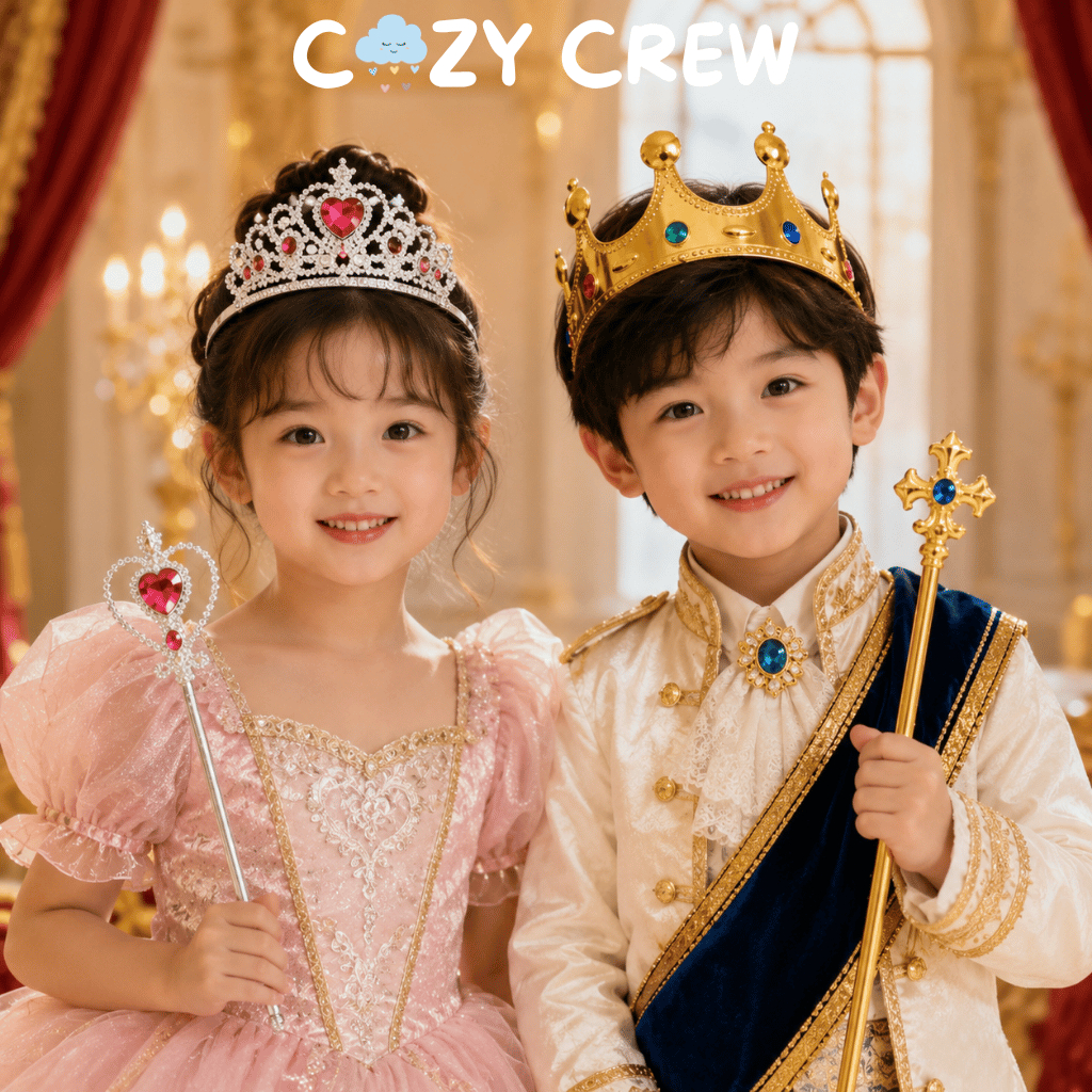 Princess Crown King Prince Queen สําหรับเด็กอุปกรณ์เครื่องแต่งกายฮาโลวีนวันเกิดคริสต์มาส