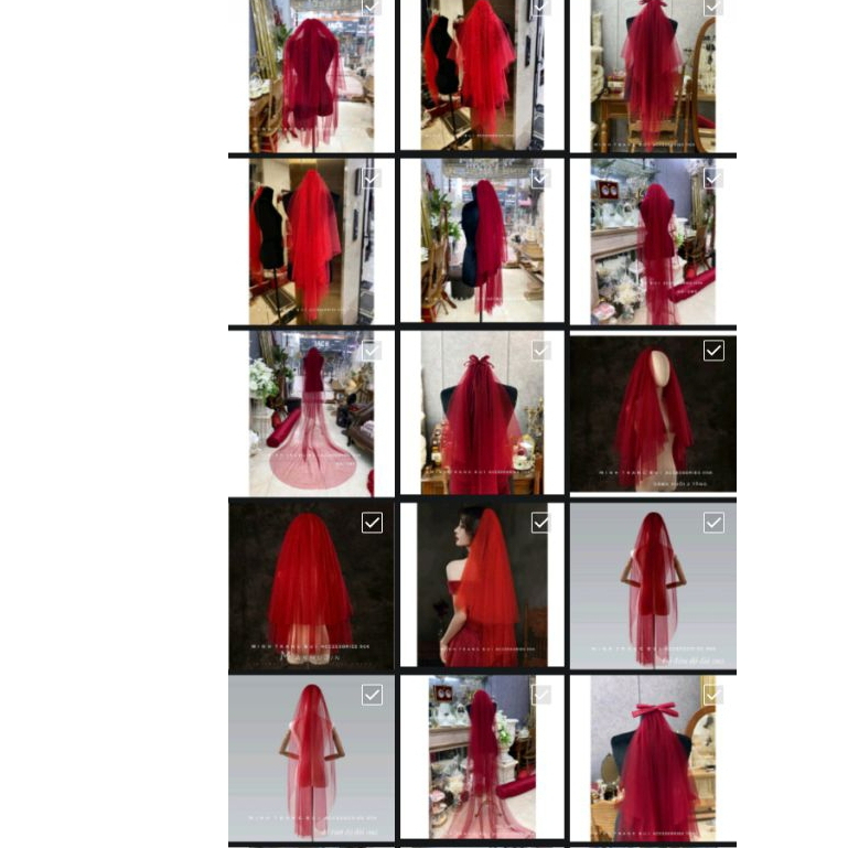 ปิ่นปักผมเจ้าสาวผ้าชีฟองสีแดงสวย KHANH VY WEDDING ACCESSORIES - MINH CUONG WEDDING ACCESSORIES