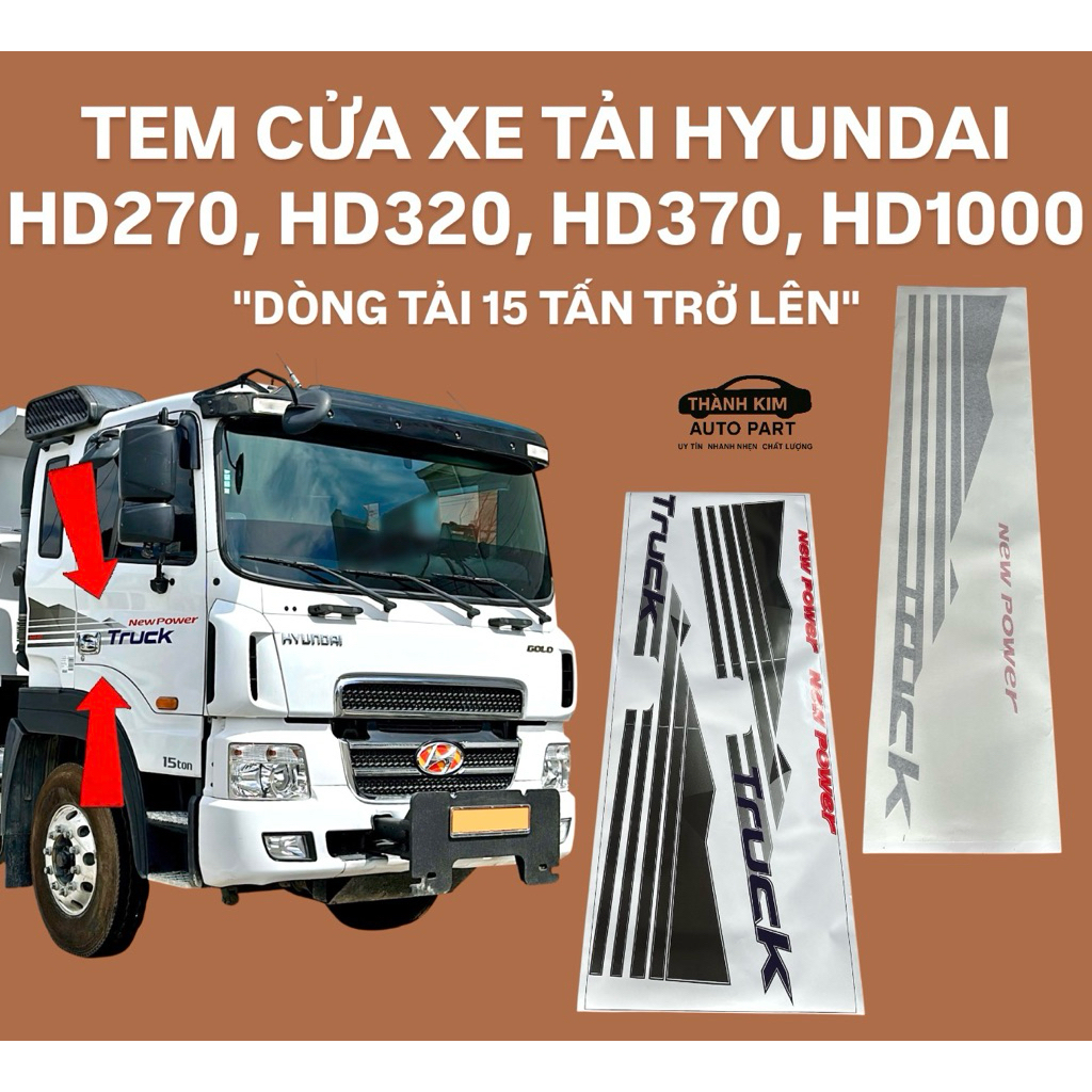HYUNDAI TRUCK DOOR STAMPS HD270, HD320, HD370, HD1000 "LOADING LINE 15 TONS หรือ MORE"