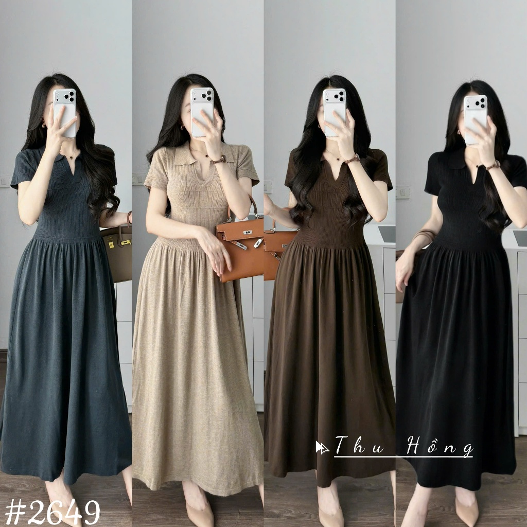 Mtg babydoll เดรสไหมพรมคอโปโลจั๊ม 2649 สินค้า QC Th ฟรีไซส์