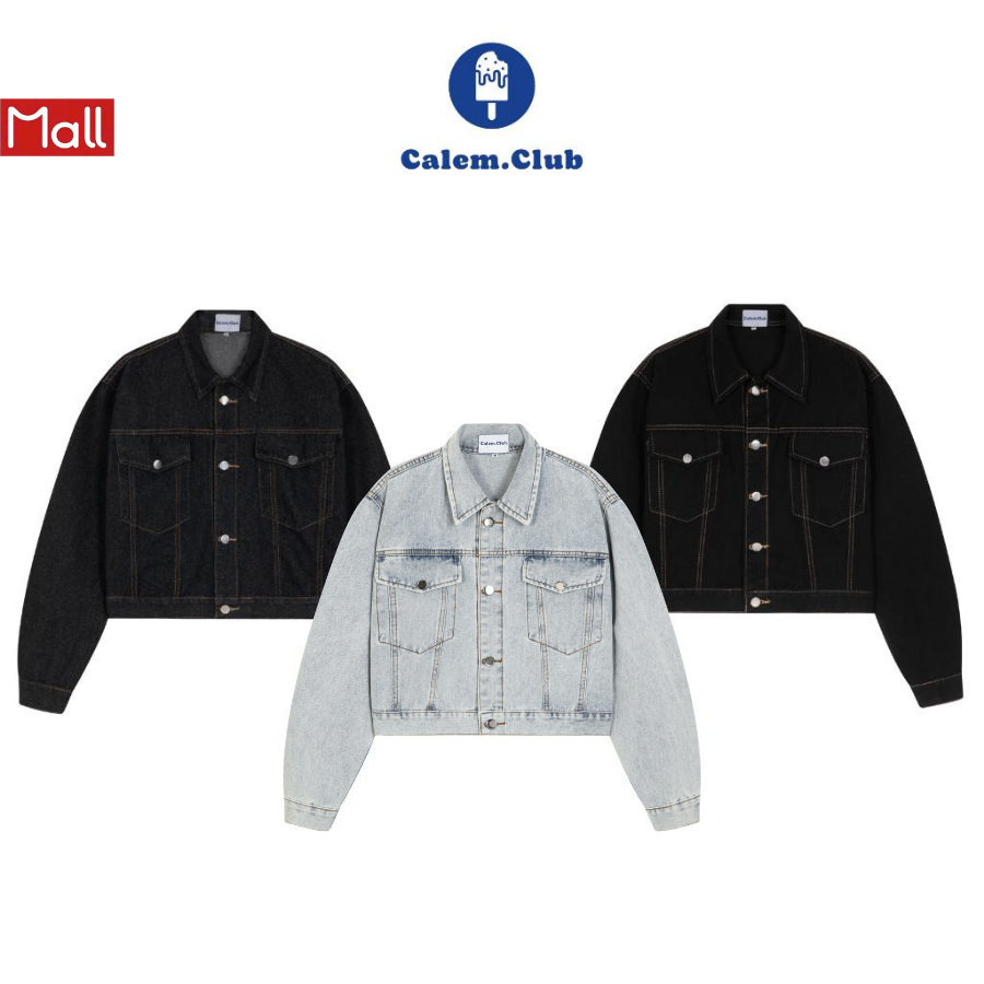 Calem.Club jean jacket Ver 3 Calem.Club style กางเกงยีนส์ผู้ชายและผู้หญิงมีกระเป๋าด้านใน สไตล์อ่อนเยาว์และไดนามิก