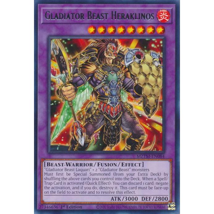 การ์ด Yugioh MZTM-EN084 - Gladiator Beast Heraclinos - Fusion Monster - หายาก