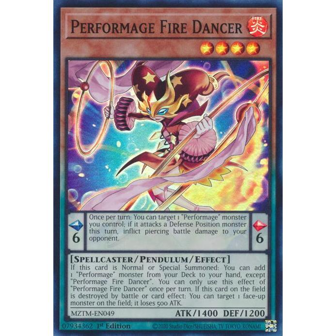 การ์ด Yugioh MZTM-EN049 - Performage Fire Dancer - Pendulum Monster - Super Rare