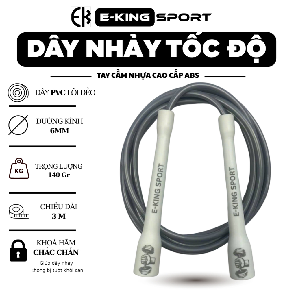 EKingSport Speed Jumping Rope 6mm 3m Long Rope PVC Rope Fitness Jumping Rope รองรับไขมัน Loss Gym Ca