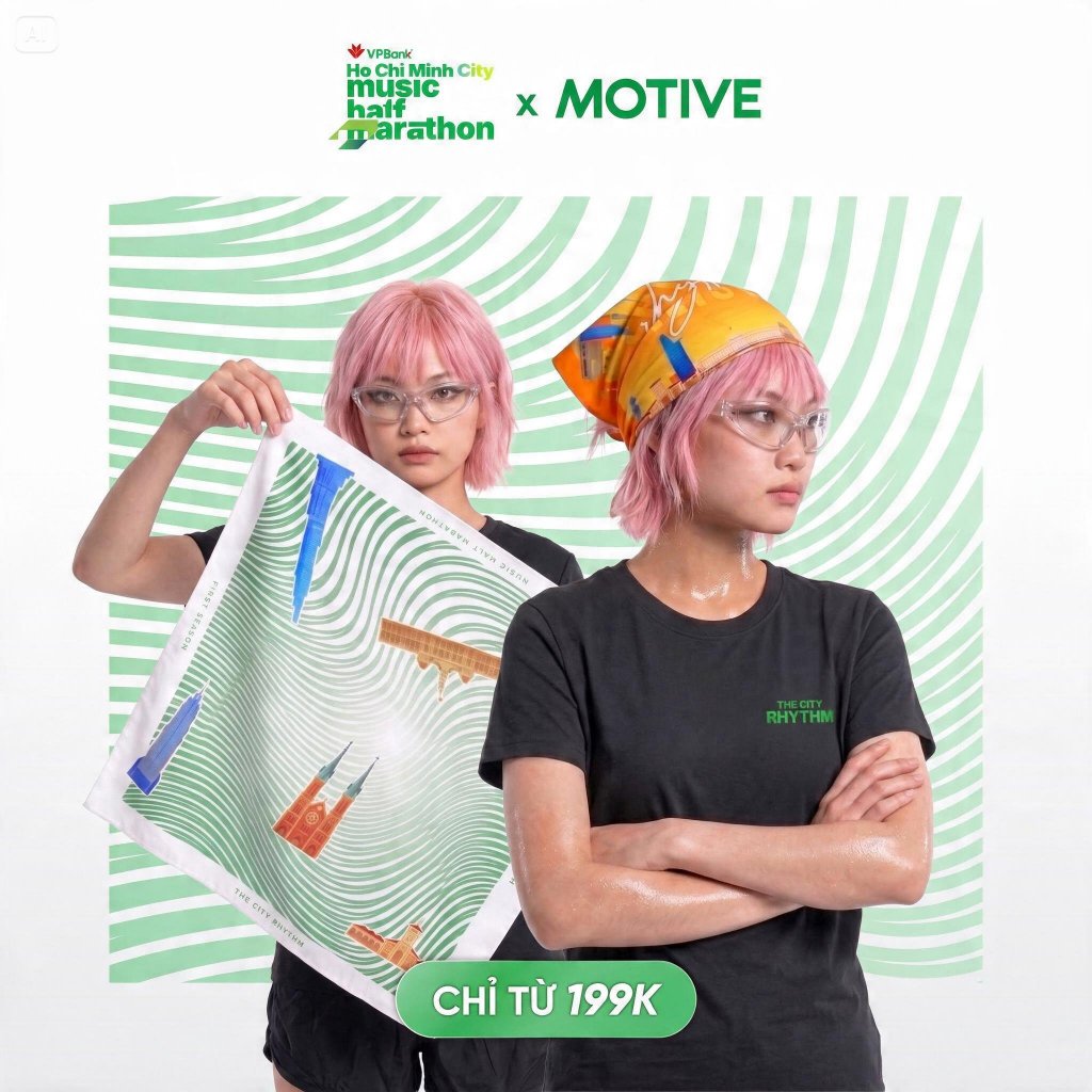 [VPBANK HCMC] Motive Bandana Scarf Sports Fashion MOTIVE x VPBank HCMC CITY BANDANA