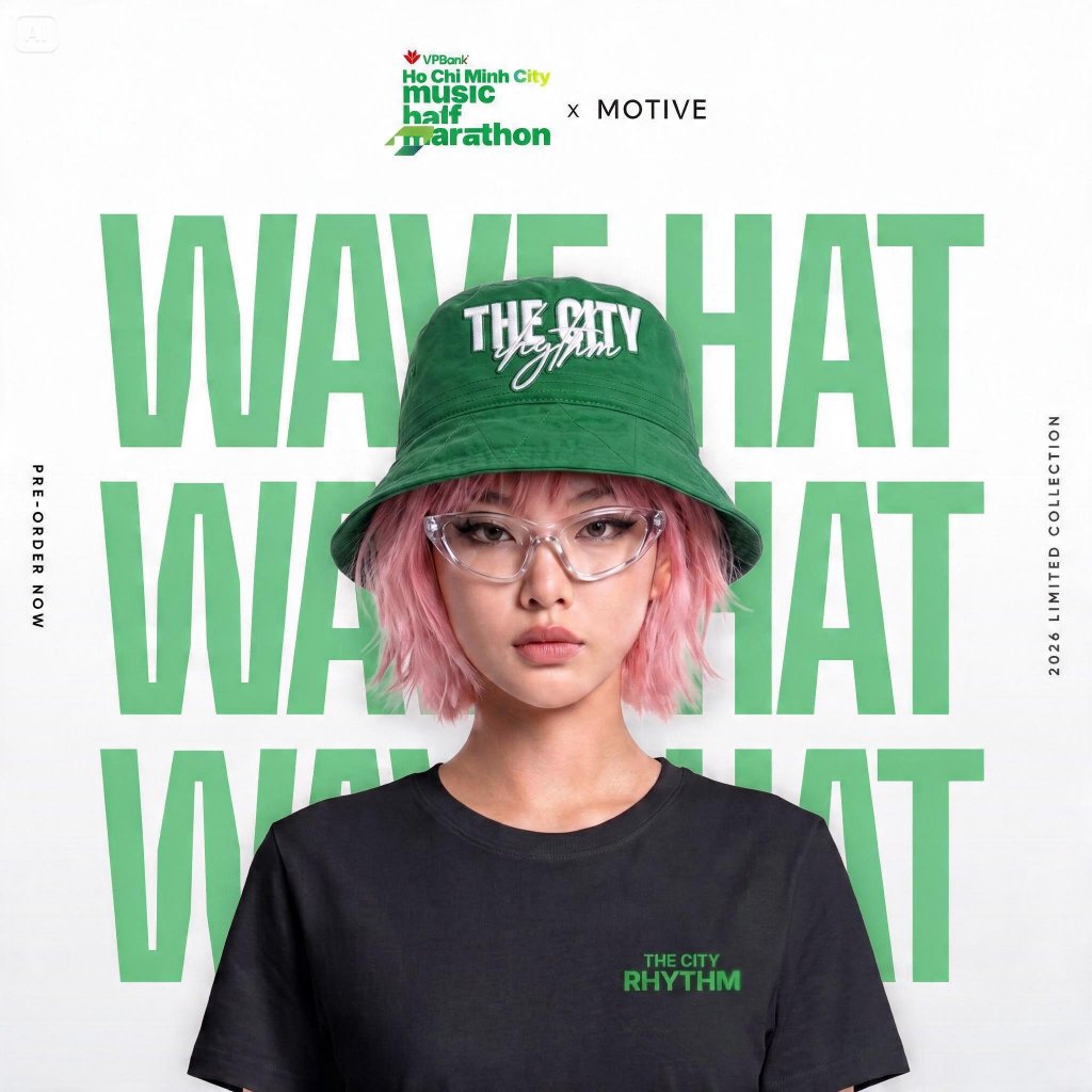 [VPBANK HCMC] Motive Sports Fashion Bucket Hat MOTIVE x VPBank HCMC CITY RHYTHM | ซอฟท์สีกากี (OS)
