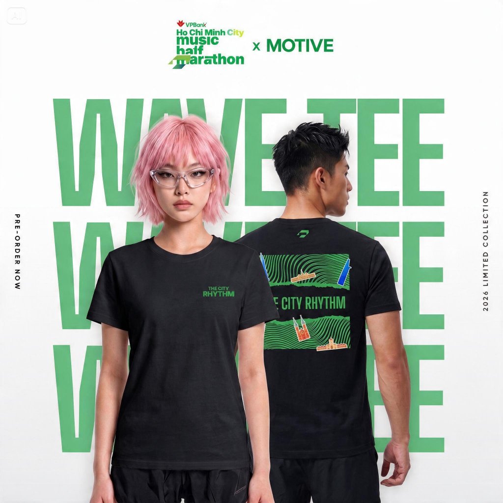 [VPBANK HCMC] MOTIVE x VPBank HCMC WAVE TEE เสื้อยืดแฟชั่นกีฬา | พรีเมี่ยมคอตตอน 230 GSM