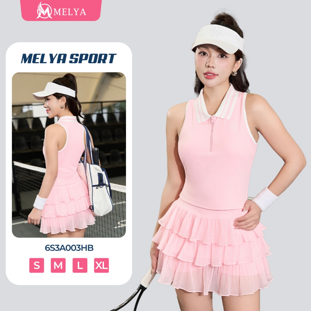 MELYA ชุดกีฬา 6S3A003HB Shirt & Slim Rosy Air Pink Skirt, Cool Elastic Gym Yoga Pickleball