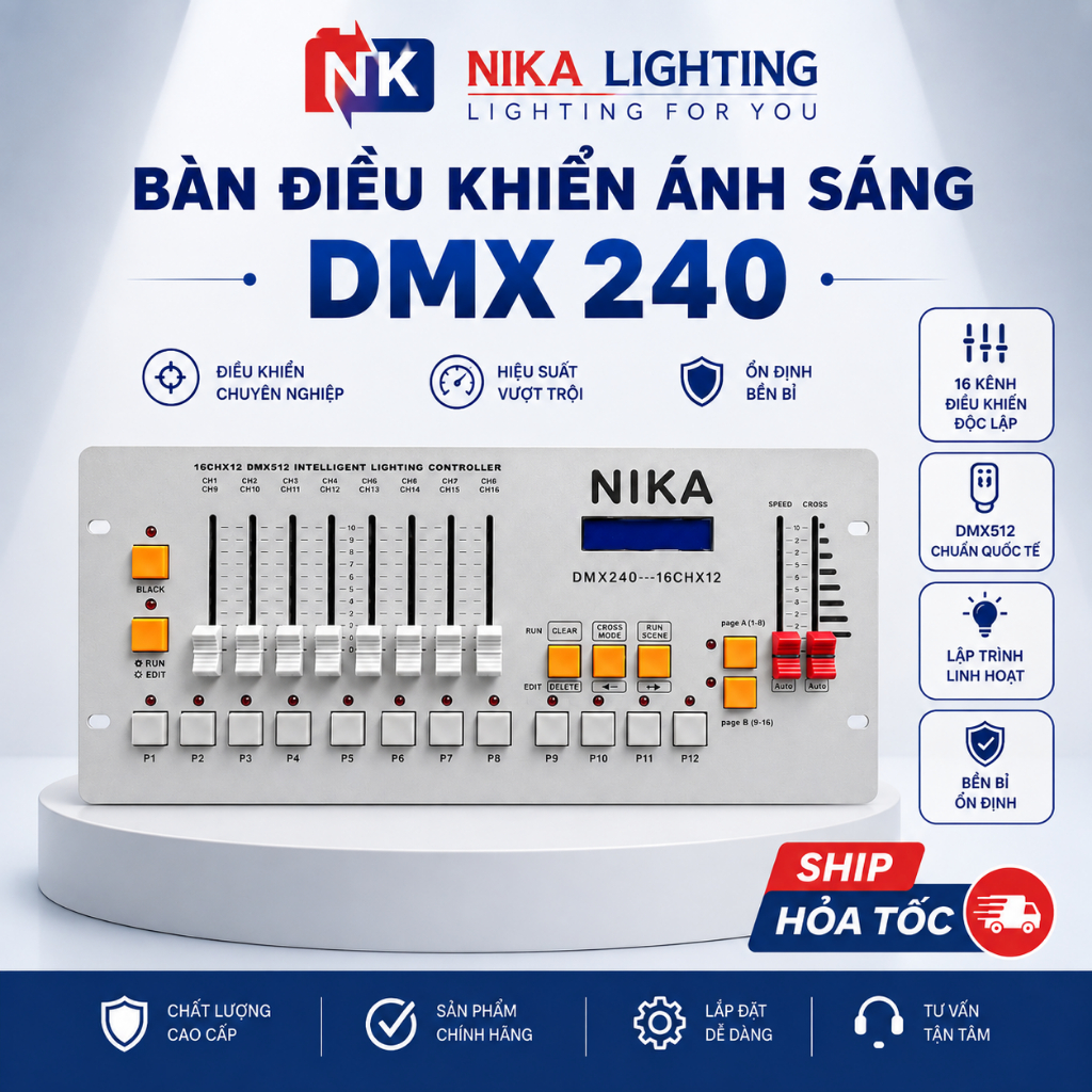 DMX Disco 240 Light Console – Disco 240 Shorted Version เป็นคอนโทรลเลอร์ DMX ขนาดกะทัดรัด