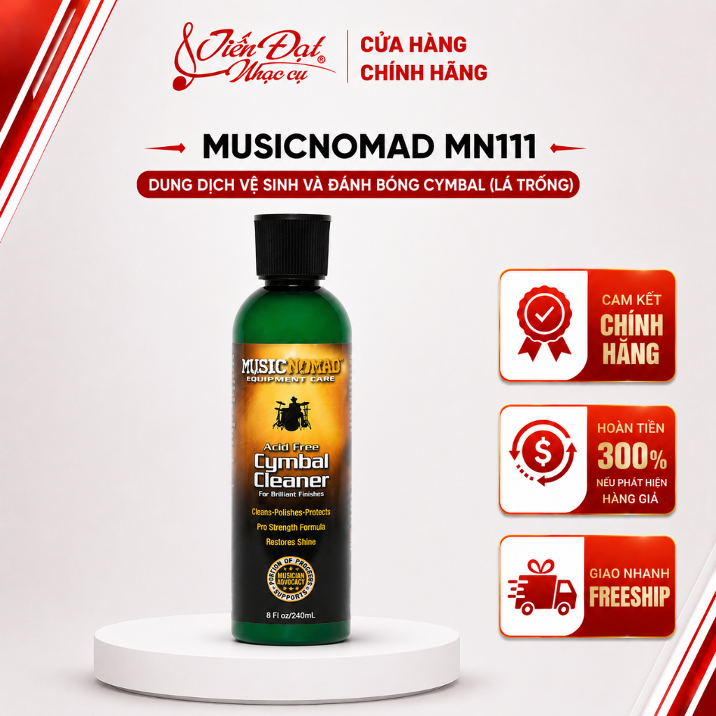 Music Nomad MN111 น้ํายาทําความสะอาดและขัดเงา/ น้ํามันทําความสะอาด Cymbal (ใบเปล่า), 240ml