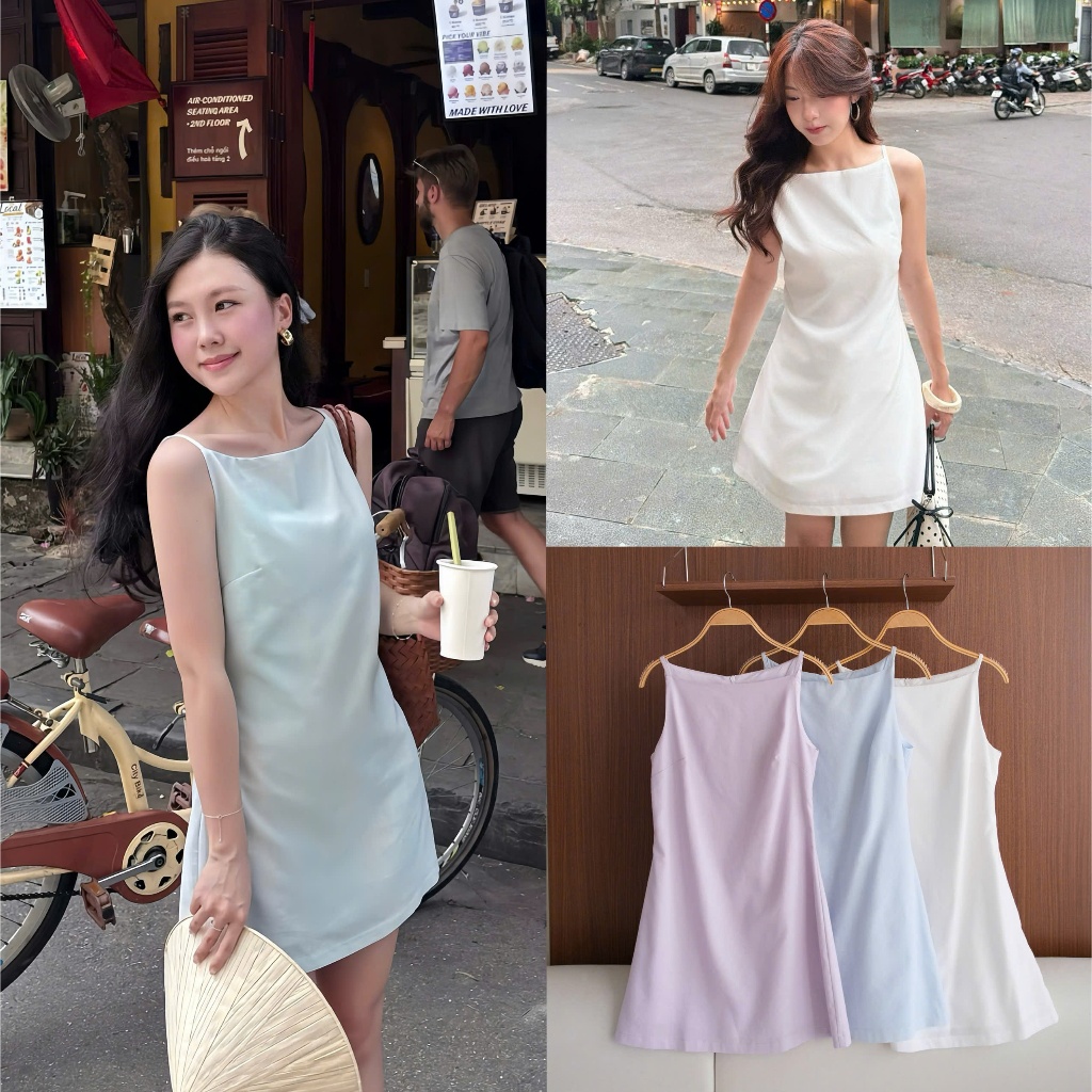 Ether Dress (TSW) ชุดเดรสคล้องคอผ้าลินินผู้หญิง the.sweather