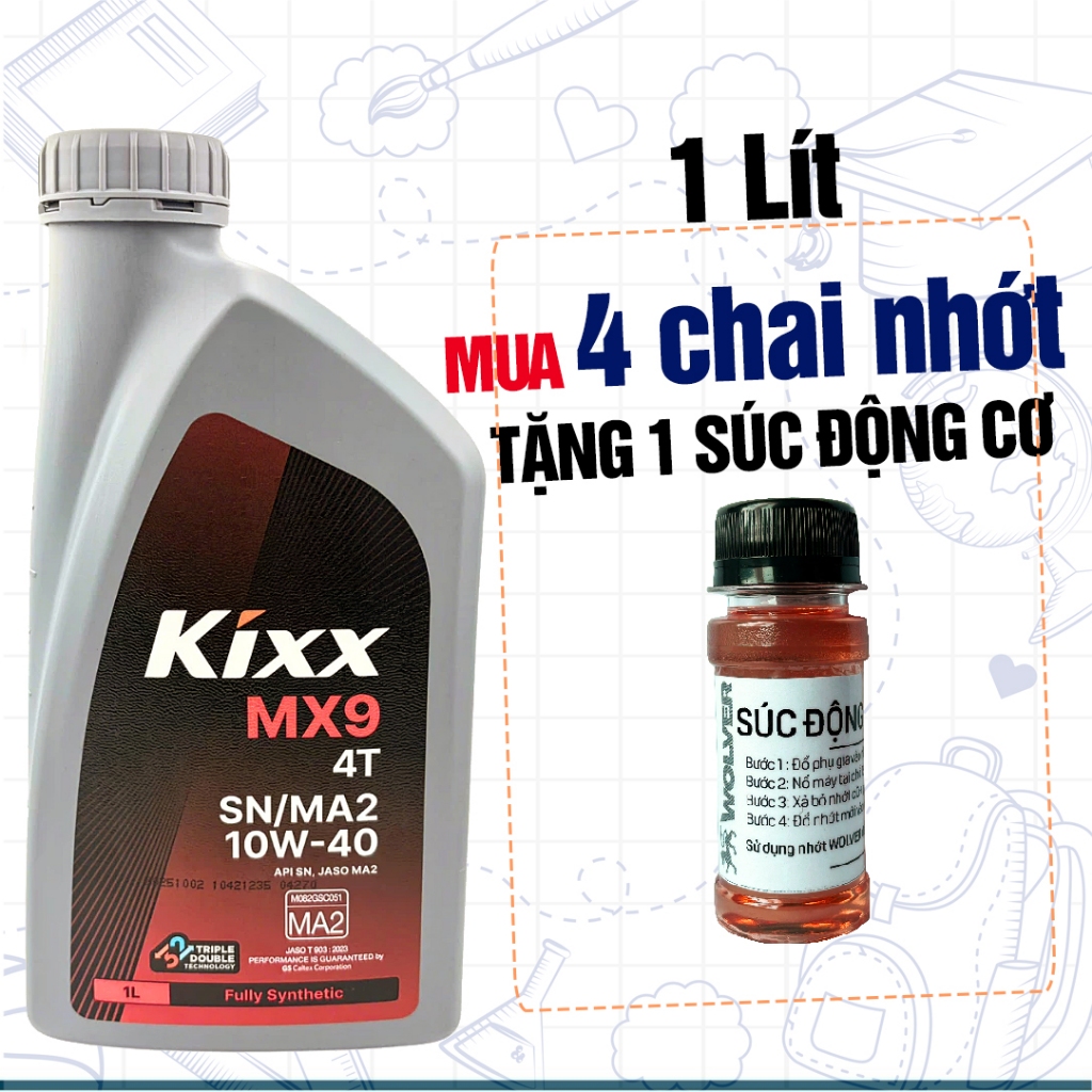 (รุ่น 2026) Kixx MX9 4T 10W40 1L Oil, API SN Full Synthetic นําเข้าจากเกาหลี, น้ํามันเกียร์ระดับพรีเ