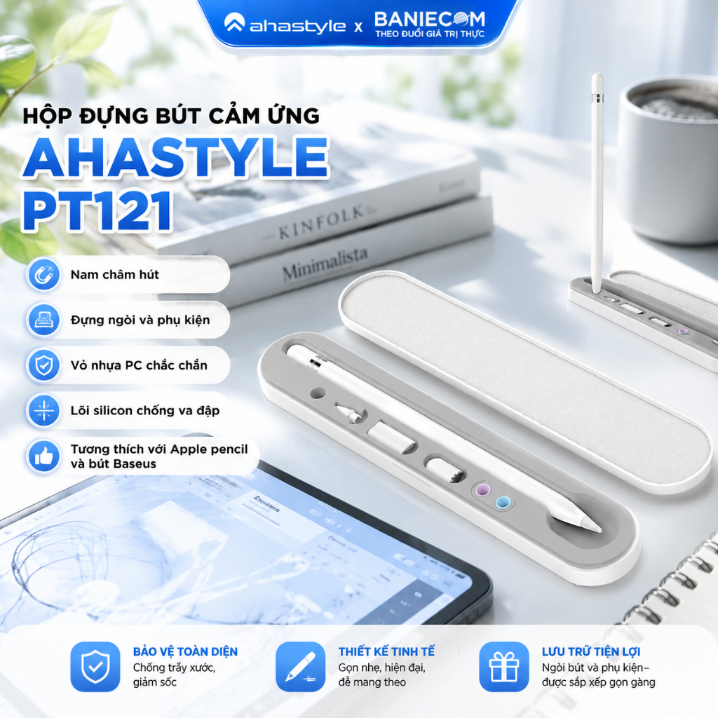 เคสปากกาสัมผัสป้องกันการกระแทกของ Ahastyle PC+Silicone พร้อมแม่เหล็กแรงสูง