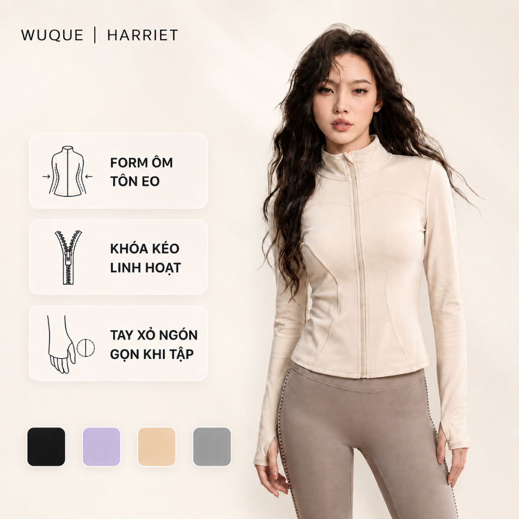 WUQUE เสื้อแจ็คเก็ตกีฬาผู้หญิงซิปเข้ารูปเอว,ป้องกันรังสียูวีสลิมฟิตโยคะพิลาทิสยิมแจ็คเก็ต