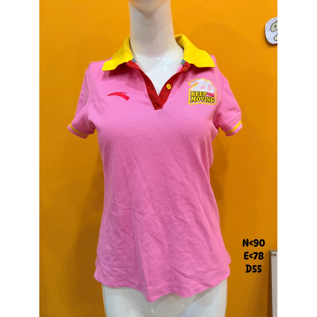 เสื้อยืดคอปกเปิดสีชมพูเหลือง ไซส์ SMS932
