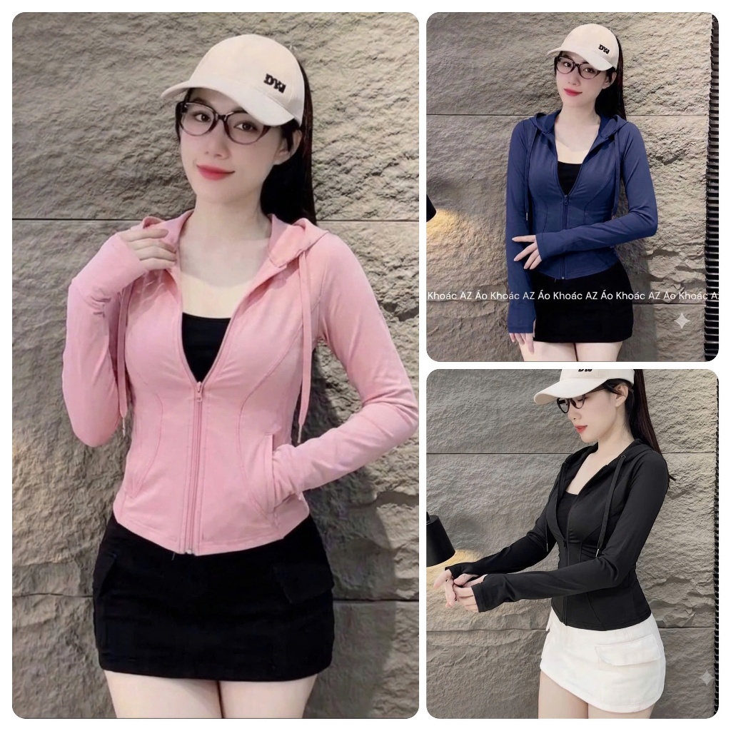 เสื้อกีฬามีฮู้ดแขนยาว กันแดด ยิม วิ่ง แบดมินตัน มีกระเป๋าข้าง ผ้าคอตตอนนุ่มลื่น คุณภาพสวย