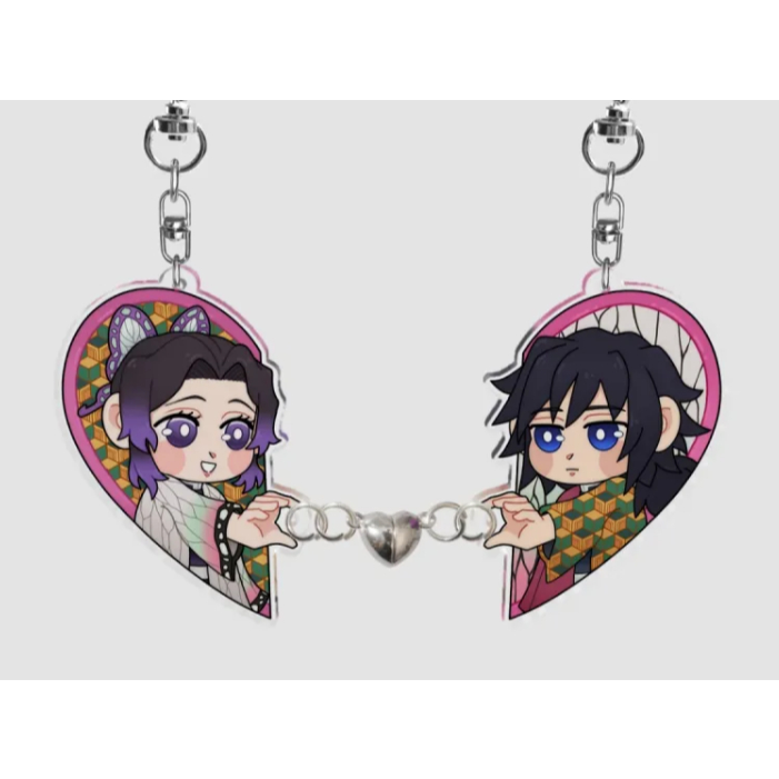 พวงกุญแจหัวใจแม่เหล็ก Shinobu & Giyuu suong decoshop