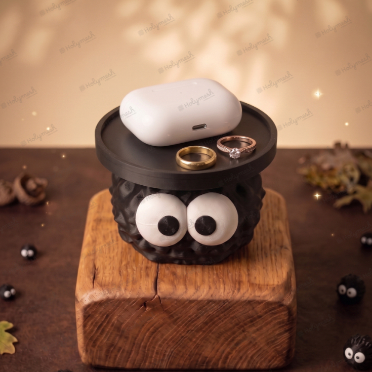 Magsafe ถาดเก็บของ/ถาดชาร์จพร้อมตัวอักษร Ghibli Soot - Susukatari สําหรับโต๊ะทํางาน - พิมพ์ 3 มิติเป