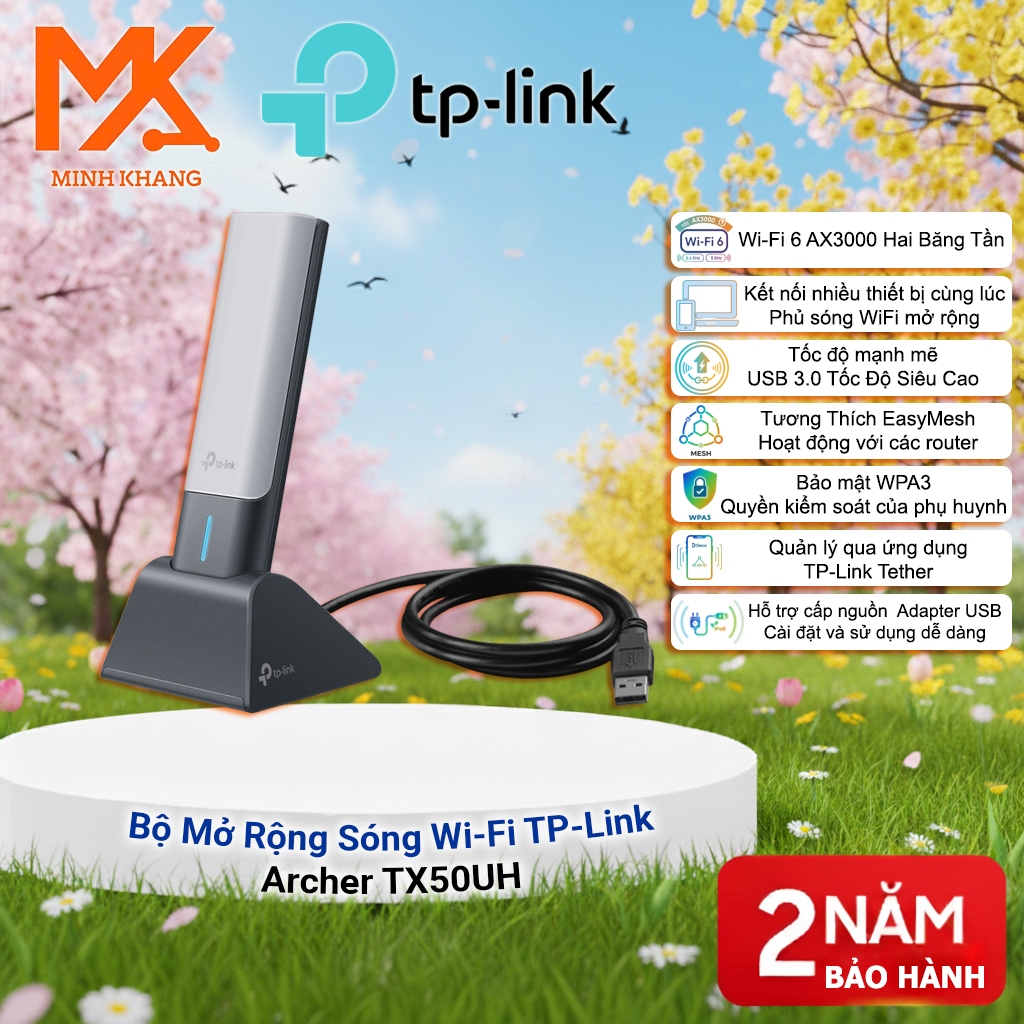 TP-Link Archer TX50UH & TX50U– USB Wi-Fi 6 AX3000 สําหรับพีซี/แล็ปท็อป, เสาอากาศกําลังสูง, ครอบคลุมก