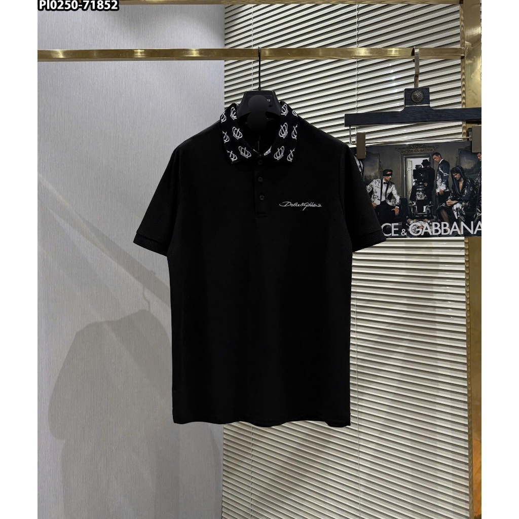 คุณภาพสูง 2 สี Doe เสื้อโปโลผู้ชายคอลายมงกุฎและปักตัวอักษร new2029