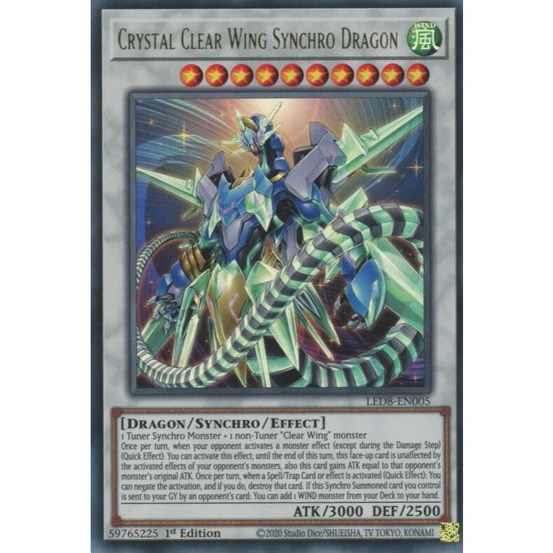 การ์ด Yugioh LED8-EN005 - Crystal Clear Wing Synchro Dragon - Synchro Monster - Ultra Rare