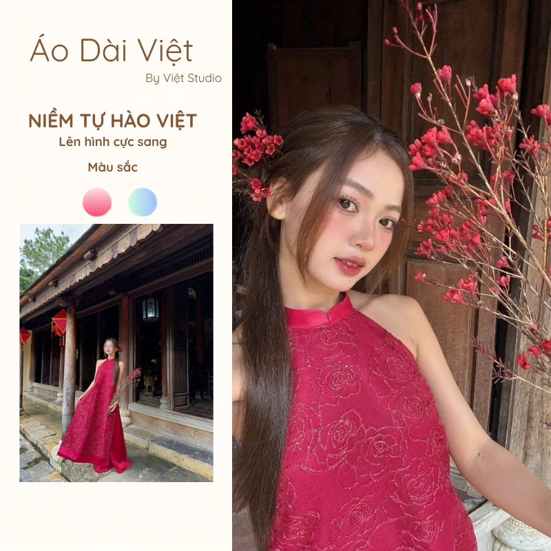 คล้องคอผ้าชีฟองผ้าไหมผู้หญิง ao dai ปักดอกกุหลาบ ทั้ง 3 สี - Viet Ao Dai V124