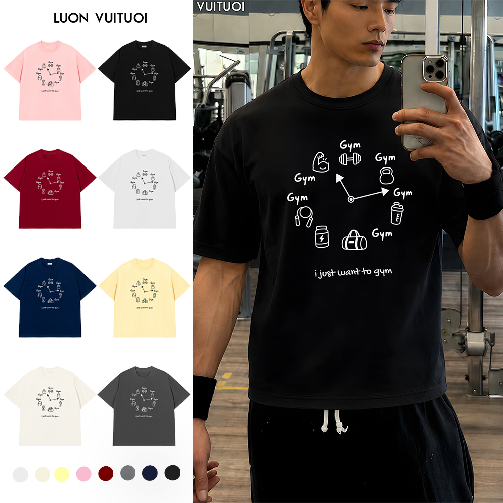 Relaxed Fit Gym Story เสื้อยืด Luon Vutuoi "Gym Gym" - Happy เสมอ HN0433HN