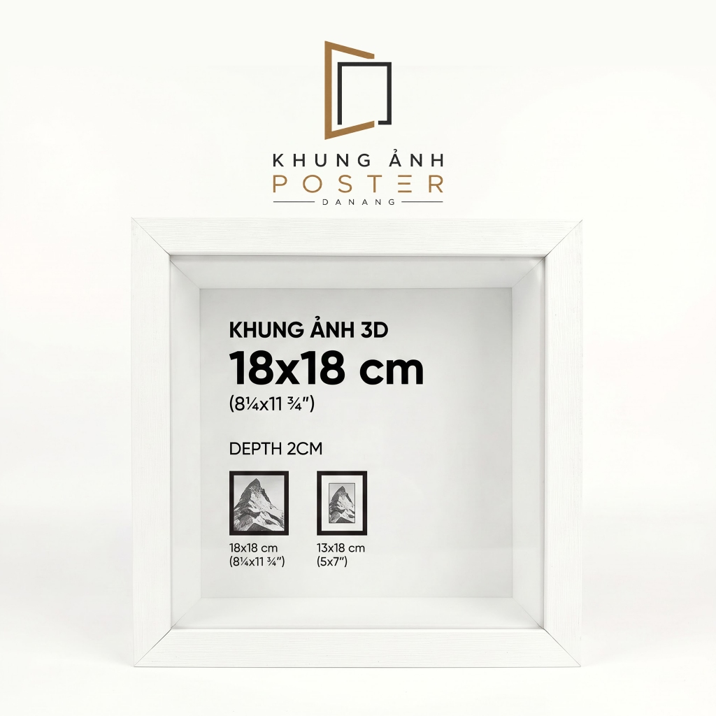 กรอบรูป 3D ขนาด 18x18cm แผงใหญ่หุ้มซอง 21x21cm กรอบรูป 3D กรอบ 3D 18x18cm ลายขาวหยาบ ลึก 2 ซม.