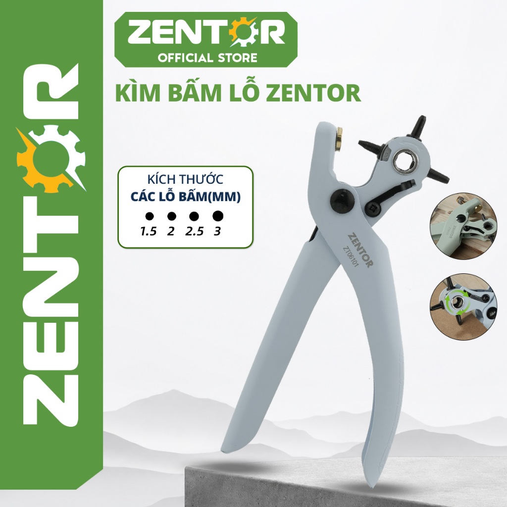 ZENTOR คีมเจาะรู 4 ขนาด ใช้ได้กับหนัง กระดาษ กระเป๋า กระเป๋าเอกสาร เข็มขัด นาฬิกา
